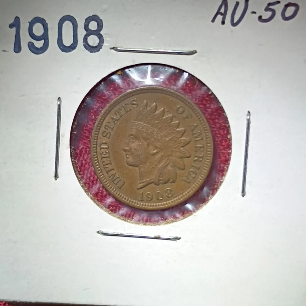 1908 AU-50 Indian Head Cent - Copper